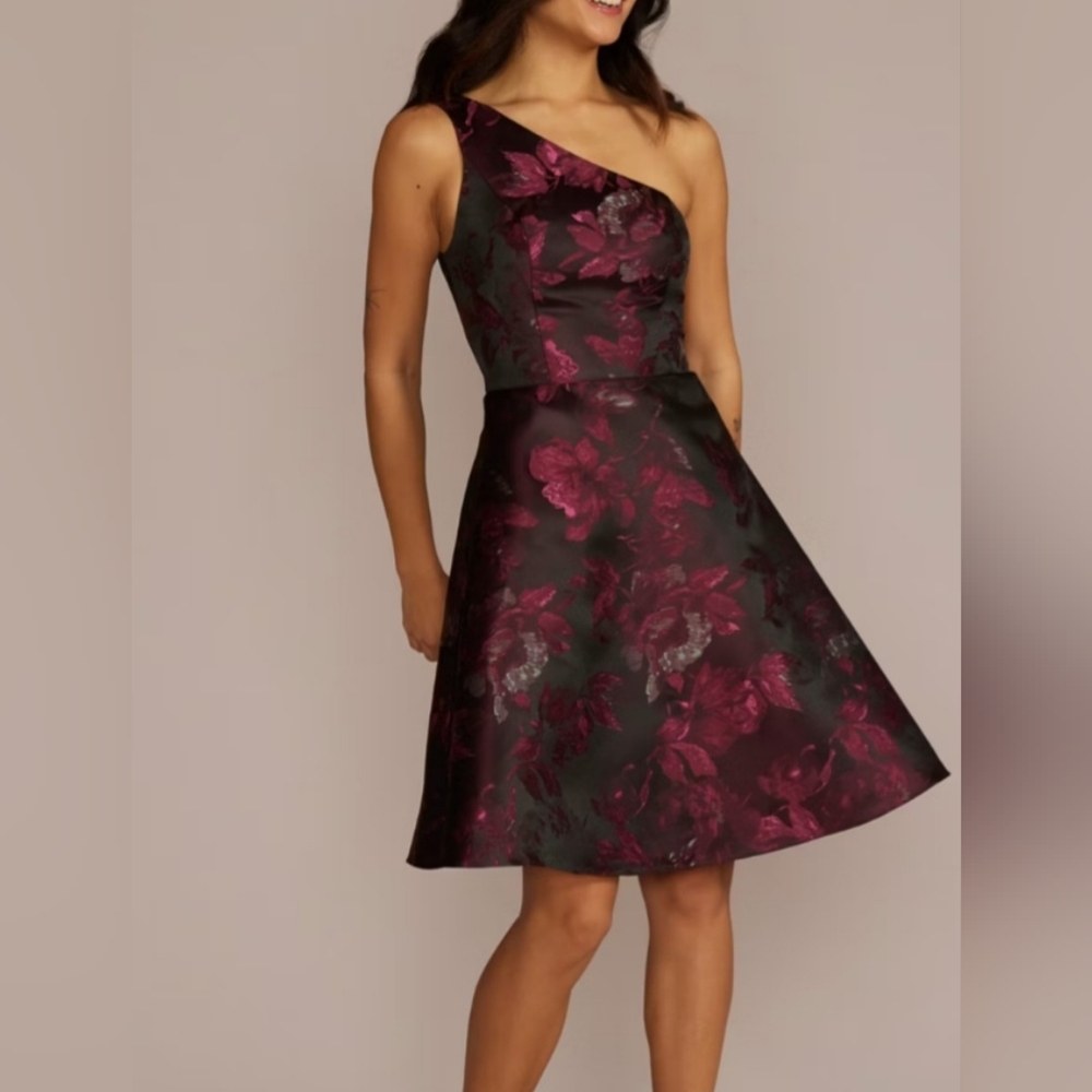 🆕️ DAVID'S BRIDAL: One-Shoulder Jacquard A-line Dress